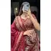 Maroon Tussar Silk Foil Print Work Navratri Wear Plus Size Lehenga Choli - 10087192293