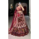 Maroon Tussar Silk Foil Print Work Navratri Wear Lehenga Choli - 10087192293