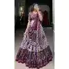 Purple Tussar Silk Foil Print Work Navratri Wear Plus Size Lehenga Choli - 10087192294