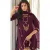 Purple Viscose Resham Work Party Wear Readymade Salwar Suit - 10088192296