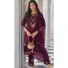 Purple Viscose Resham Work Party Wear Readymade Salwar Suit - 10088192296