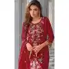 Red Viscose Resham Work Party Wear Readymade Salwar Suit - 10088192297