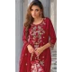 Red Viscose Resham Work Party Wear Readymade Salwar Suit - 10088192297