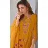 Yellow Viscose Resham Work Party Wear Readymade Salwar Suit - 10088192299