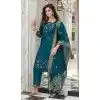 Teal Vichitra Silk Resham Work Party Wear Readymade Salwar Suit - 10088192304