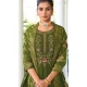 Mehendi Viscose Resham Work Party Wear Readymade Salwar Suit - 10088192306