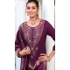 Viscose Resham Work Party Wear Readymade Salwar Suit In Purple - 10088192307