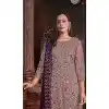 Butterfly Net Embroidered Pakistani Style Plus Size Palazzo Suit In Beige - 10099192356