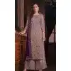 Butterfly Net Embroidered Pakistani Style Plus Size Palazzo Suit In Beige - 10099192356