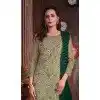 Butterfly Net Embroidered Pakistani Style Plus Size Palazzo Suit In Pista Geen - 10099192357