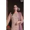 Butterfly Net Embroidered Pakistani Style Plus Size Palazzo Suit In Cream - 10099192358