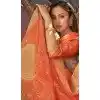 Orange Chanderi Digital Printed Pakistani Style Plus Size Salwar Kameez - 10108192394