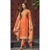 Orange Chanderi Digital Printed Pakistani Style Plus Size Salwar Kameez - 10108192394