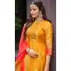 Mustard Chanderi Digital Printed Pakistani Style Plus Size Salwar Kameez - 10108192395