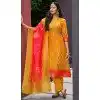 Mustard Chanderi Digital Printed Pakistani Style Plus Size Salwar Kameez - 10108192395
