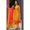 Mustard Chanderi Digital Printed Pakistani Style Salwar Kameez - 10108192395