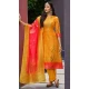 Mustard Chanderi Digital Printed Pakistani Style Salwar Kameez - 10108192395
