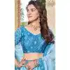 Sky Blue Soft Organza Sequins Work Designer Wear Plus Size Lehenga Choli - 10109192397