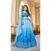 Sky Blue Soft Organza Sequins Work Designer Wear Plus Size Lehenga Choli - 10109192397