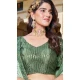 Mehendi Green Soft Organza Sequins Work Designer Wear Lehenga Choli - 10109192399