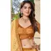 Yellow Soft Organza Sequins Work Designer Wear Plus Size Lehenga Choli - 10109192400