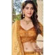 Yellow Soft Organza Sequins Work Designer Wear Lehenga Choli - 10109192400