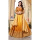 Yellow Soft Organza Sequins Work Designer Wear Lehenga Choli - 10109192400