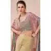 Real Silk Embroidered Indo Western Style Palazzo Suit In Multi Color - 10110192401