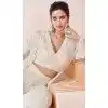 Real Silk Embroidered Indo Western Style Palazzo Suit In White - 10110192402