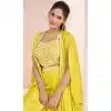 Real Silk Embroidered Indo Western Style Palazzo Suit In Yellow - 10110192403