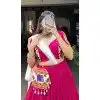 Rani Pink Pure Rayon Print Work Plus Size Navratri Lehenga Choli - 10097192342
