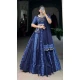 Navy Blue Pure Cotton Print Work Navratri Wear Lehenga Choli - 10097192349