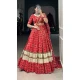 Red Pure Rayon Foil Print Work Navratri Wear Lehenga Choli - 10097192351