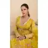 Georgette Embroidered Party Wear Readymade Plus Size Gown In Yellow - 10111192407