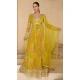 Georgette Embroidered Party Wear Readymade Gown In Yellow - 10111192407