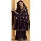 Purple Silk Embellished Work Party Wear Designer Sharara Suit - 10112192409