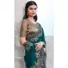 Walnut Art Silk Sequins Work Party Wear Plus Size Saree In Teal Blue - 10114192415