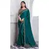 Walnut Art Silk Sequins Work Party Wear Plus Size Saree In Teal Blue - 10114192415