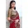 Walnut Art Silk Sequins Work Party Wear Plus Size Saree In Maroon - 10114192419