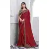 Walnut Art Silk Sequins Work Party Wear Plus Size Saree In Maroon - 10114192419