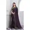 Walnut Art Silk Sequins Work Party Wear Plus Size Saree In Purple - 10114192420