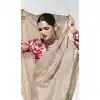Cream Glass Tissue Organza Embroidered Traditional Wear Plus Size Saree - 10115192421