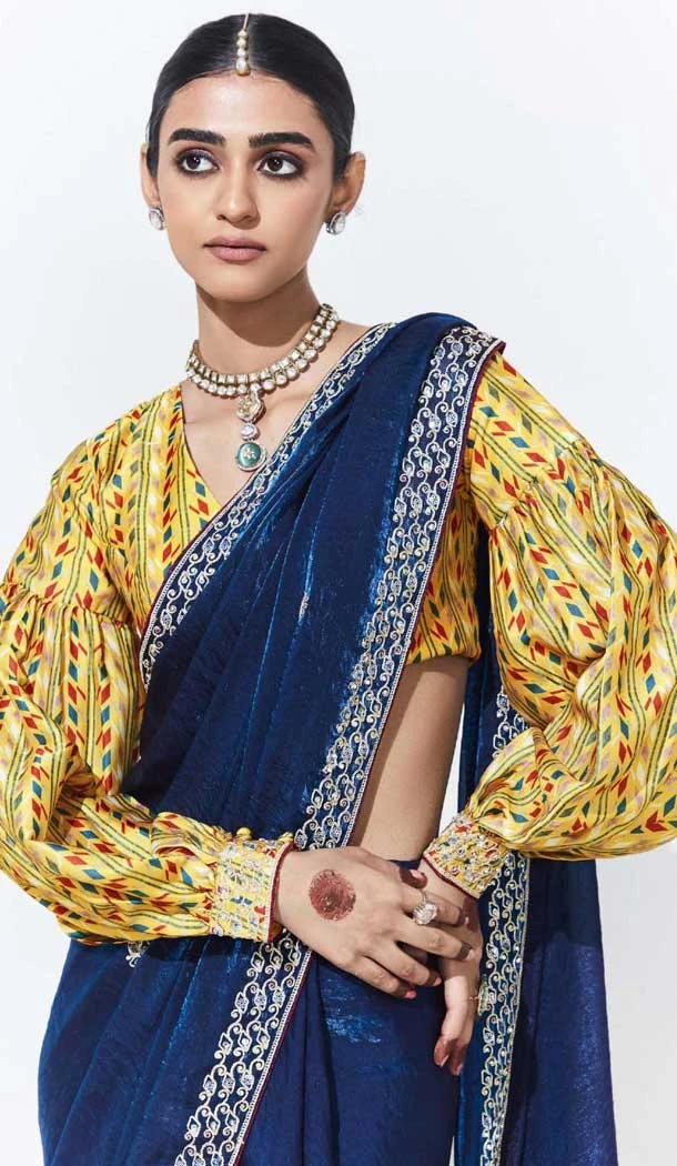 Navy Blue Glass Tissue Organza Embroidered Traditional Wear Saree - 10115192422 Navy Blue Glass Tissue Organza Embroidered Traditional Wear Saree - 10115192422