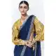 Navy Blue Glass Tissue Organza Embroidered Traditional Wear Saree - 10115192422