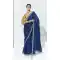 Navy Blue Glass Tissue Organza Embroidered Traditional Wear Saree - 10115192422