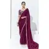 Wine Glass Tissue Organza Embroidered Traditional Wear Plus Size Saree - 10115192426