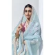 Sky Blue Glass Tissue Organza Embroidered Traditional Wear Saree - 10115192427