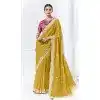 Mustard Glass Tissue Organza Embroidered Traditional Wear Plus Size Saree - 10115192428
