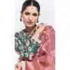 Pink Glass Tissue Organza Embroidered Traditional Wear Plus Size Saree - 10115192429