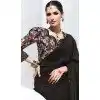 Black Glass Tissue Organza Embroidered Traditional Wear Plus Size Saree - 10115192430